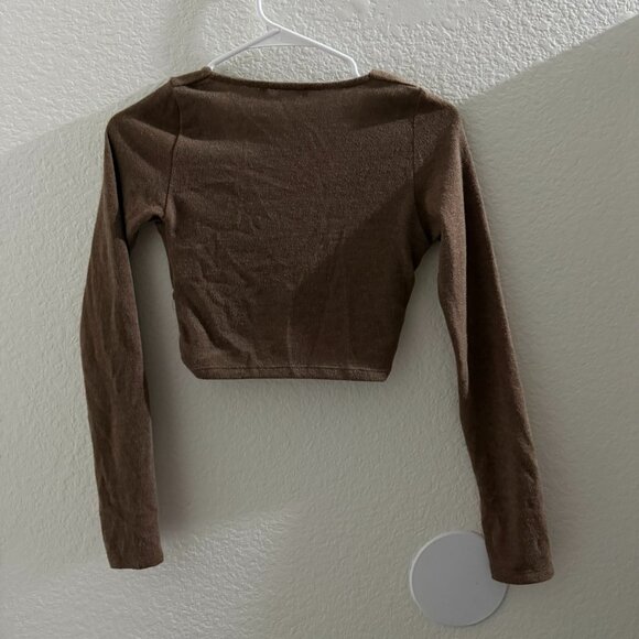 Pull&Bear women top long sleeve brown size S - Picture 2 of 3